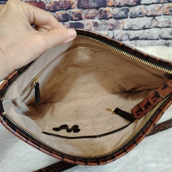 Vintage Brahmin Julie Smooth Black Brown  Leather Handbag Shoulder Bag Purse - Picture 9 of 16